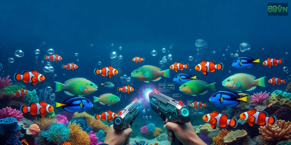 Minh họa khái niệm bắn cá miễn phí 69vn với giao diện game hấp dẫn